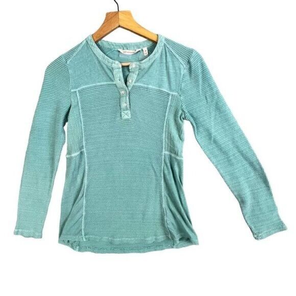SOFT SURROUNDINGS WOMENS HENLY STYLE BLOUSE TURQUOISE SIZE XS - Picture 3 of 11